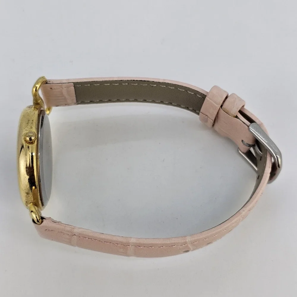 VTG Pierre Nicol Women Watch 32MM Black Dial New Pink Leather Bands New Battery‎